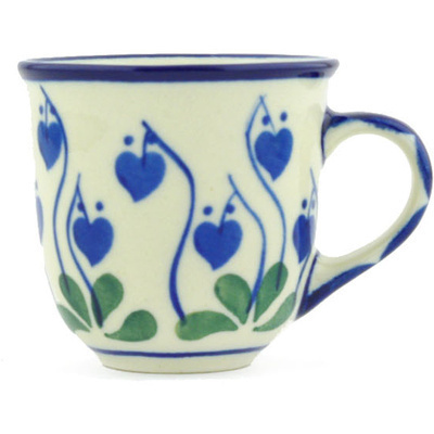 Polish Pottery Espresso Cup 2 oz Bleeding Heart Peacock