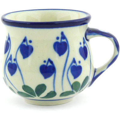 Polish Pottery Espresso Cup 2 oz Bleeding Heart Peacock