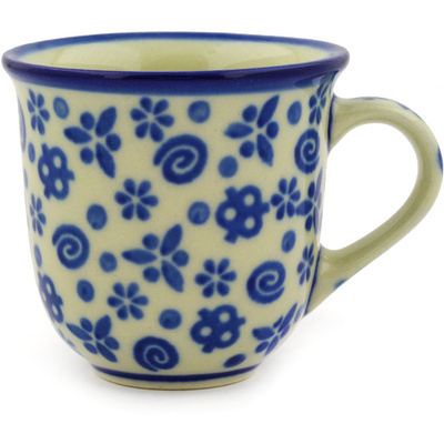 Polish Pottery Espresso Cup 2 oz Blue Confetti