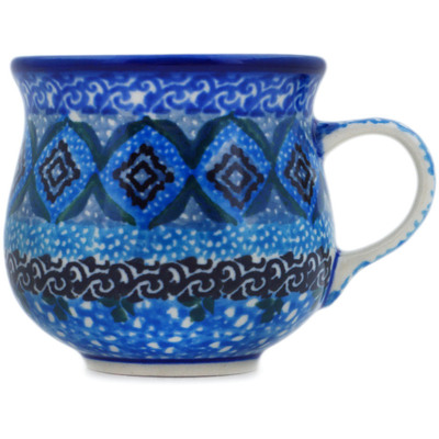 Polish Pottery Espresso Cup 2 oz Blue Kaleidoscope UNIKAT