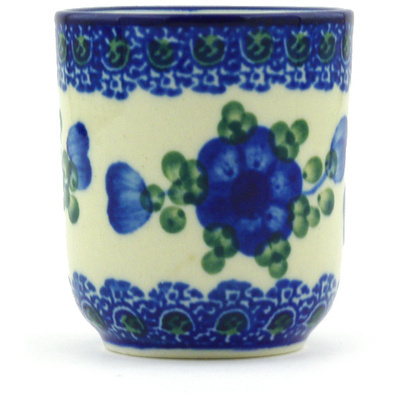Polish Pottery Espresso Cup 2 oz Blue Poppies