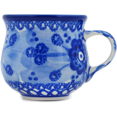 Polish Pottery Espresso Cup 2 oz Blue Poppy Circle UNIKAT