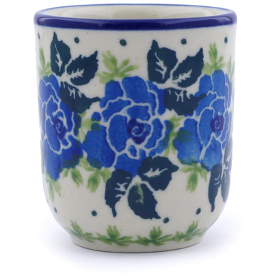 Polish Pottery Espresso Cup 2 oz Blue Rose