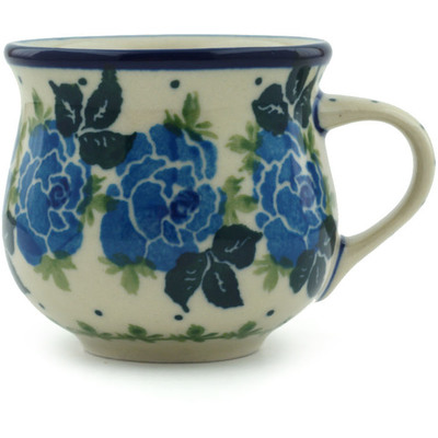 Polish Pottery Espresso Cup 2 oz Blue Rose