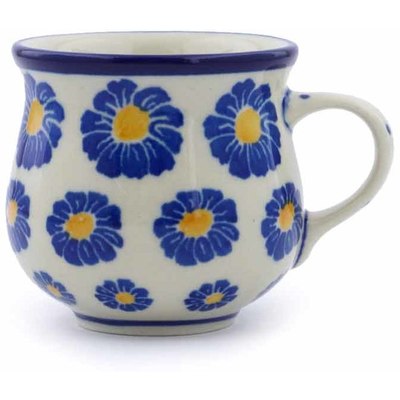 Polish Pottery Espresso Cup 2 oz Blue Zinnia