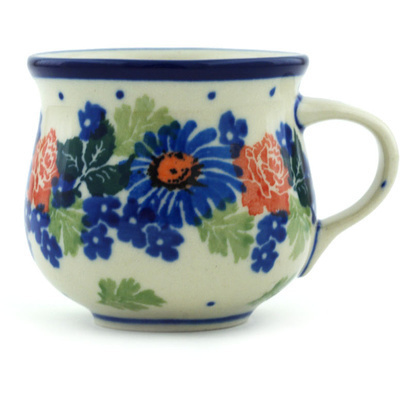 Polish Pottery Espresso Cup 2 oz Countryside Floral Bloom