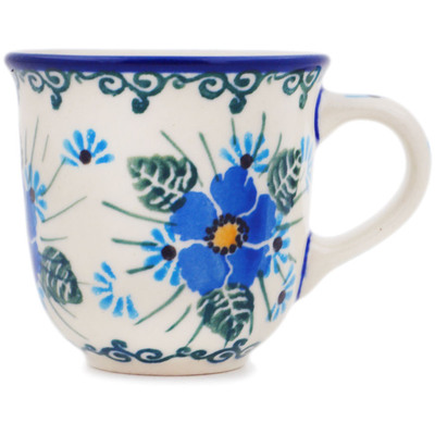 Polish Pottery Espresso Cup 2 oz Forget Me Not UNIKAT