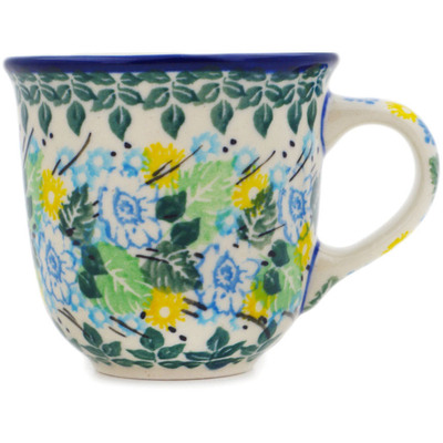 Polish Pottery Espresso Cup 2 oz Lime Bouquet UNIKAT