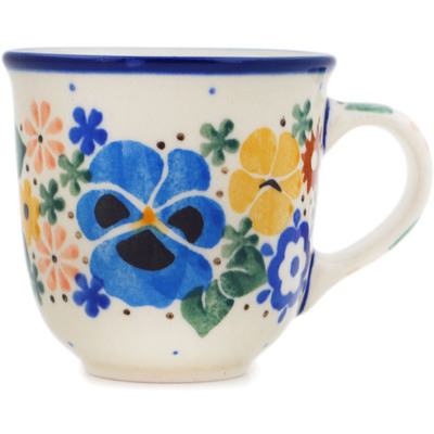 Polish Pottery Espresso Cup 2 oz Pansy Wreath UNIKAT