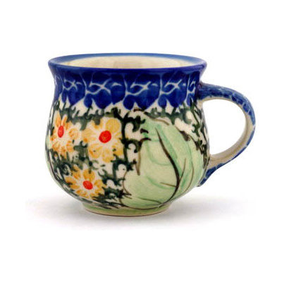 Polish Pottery Espresso Cup 2 oz Poppy Pasture UNIKAT