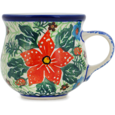 Polish Pottery Espresso Cup 2 oz Red Jackmanii UNIKAT