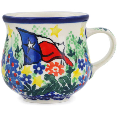 Polish Pottery Espresso Cup 2 oz Texas Flag UNIKAT