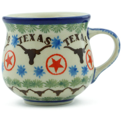 Polish Pottery Espresso Cup 2 oz Texas Longhorns