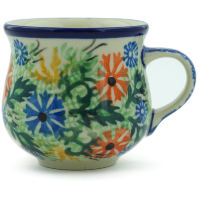 Polish Pottery Espresso Cup 2 oz Wildflowers In The Wind UNIKAT