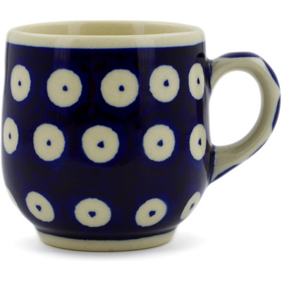 Polish Pottery Espresso Cup 4 oz Blue Eyed Peacock