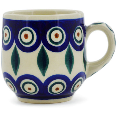Polish Pottery Espresso Cup 4 oz Peacock