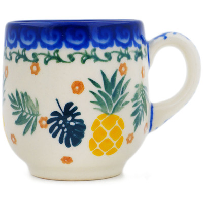Polish Pottery Espresso Cup 4 oz Pineapple Parade