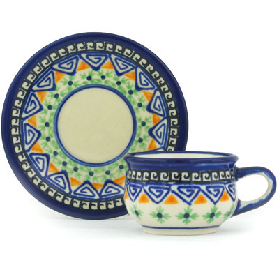 Polish Pottery Espresso Cup with Saucer 2 oz