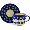 Polish Pottery Espresso Cup with Saucer 3 oz Flowering Peacock