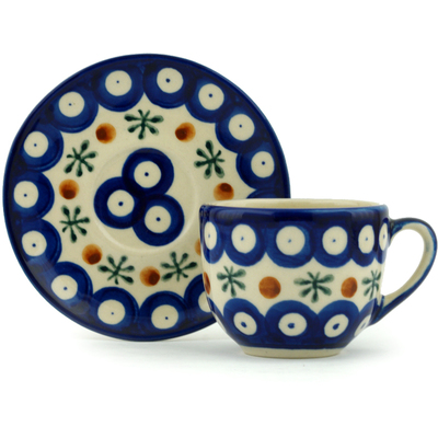Polish Pottery Espresso Cup with Saucer 3 oz Mosquito