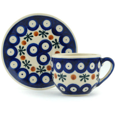 Polish Pottery Espresso Cup with Saucer 3 oz Mosquito