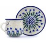 Polish Pottery Espresso Cup with Saucer 3 oz Water Tulip