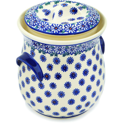 Polish Pottery Fermenting Crock Pot 69 oz Daisy Doodle