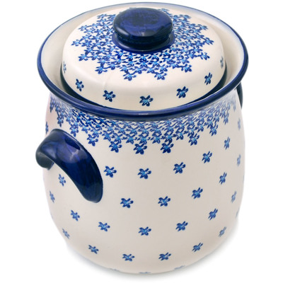 Polish Pottery Fermenting Crock Pot 95 oz Falling Blue Bells