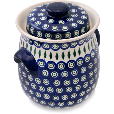 Polish Pottery Fermenting Crock Pot 95 oz Peacock