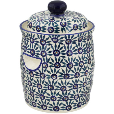 Polish Pottery fermenting crock pot Peacock Train UNIKAT