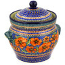 Polish Pottery Fermenting crock pot Poppies UNIKAT