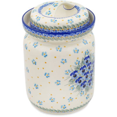 Polish Pottery Fermenting Crock with Water Seal Airlock Blue Dreams