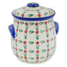 Polish Pottery Fermenting Crock with Water Seal Airlock  Red Flower Lattice