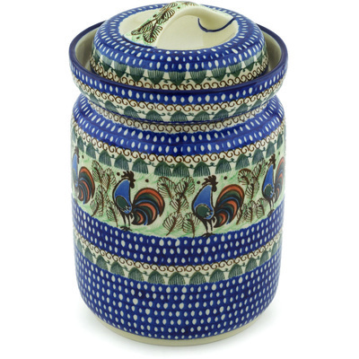 Polish Pottery Fermenting Crock with Water Seal Airlock Rooster Row UNIKAT