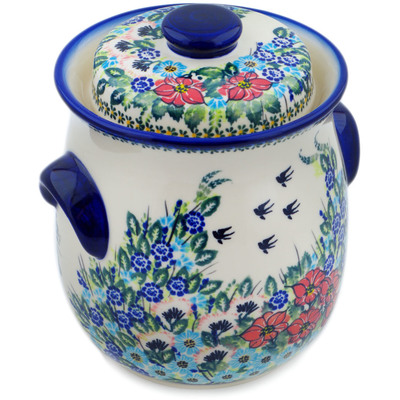 Polish Pottery Fermenting Crock with Water Seal Airlock  Royal Meadow UNIKAT