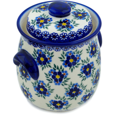 Polish Pottery Fermenting Crock with Water Seal Airlock Skyflower Elegance