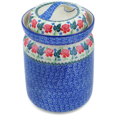 Polish Pottery Fermenting Crock with Waterseal Airlock Rose Wreath