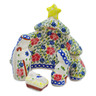 Polish Pottery Figurine Nativity Set 6&quot; Red Flower Trellis