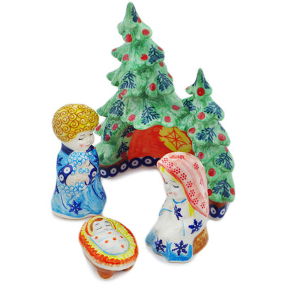 Polish Pottery Figurine Nativity Set 8&quot; UNIKAT