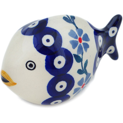 Polish Pottery Fish Figurine 4&quot; Peacock Forget-me-not