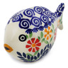 Polish Pottery Fish Figurine 4&quot; Wave Of Flowers