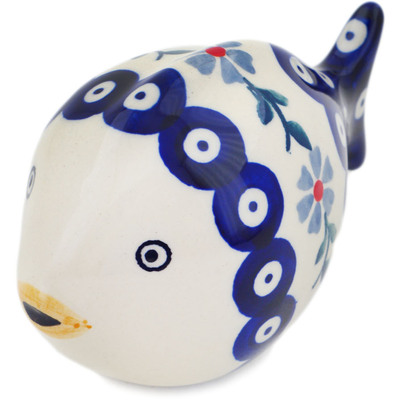Polish Pottery Fish Figurine 5&quot; Peacock Forget-me-not