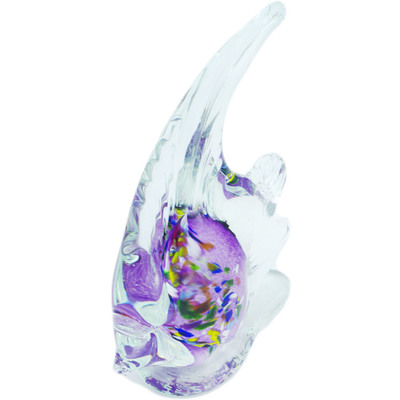 Glass Fish Figurine 6&quot; Frosty Purple
