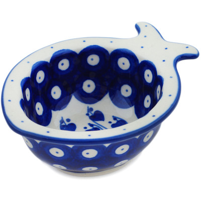 Polish Pottery Fish Shaped Bowl Bleeding Heart Peacock