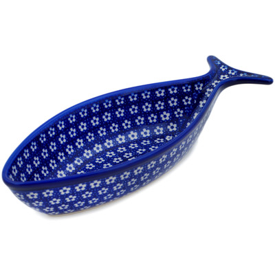 Polish Pottery Fish Shaped Platter 10&quot; Azul Garden