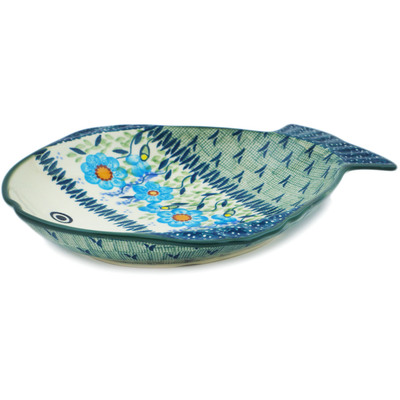 Polish Pottery Fish Shaped Platter 10&quot; Bright Blue Happiness UNIKAT