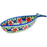 Polish Pottery Fish Shaped Platter 10&quot; Poppies Obsession UNIKAT