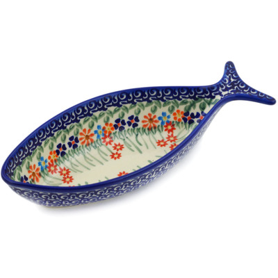 Polish Pottery Fish Shaped Platter 11&quot; Blissful Daisy