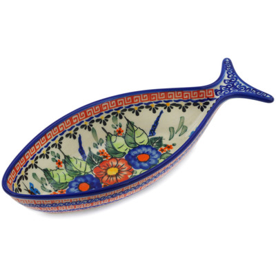 Polish Pottery Fish Shaped Platter 11&quot; Spring Splendor
