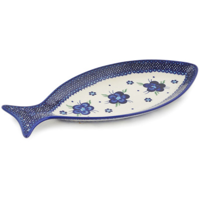 Polish Pottery Fish Shaped Platter 12&quot; Bleu-belle Fleur